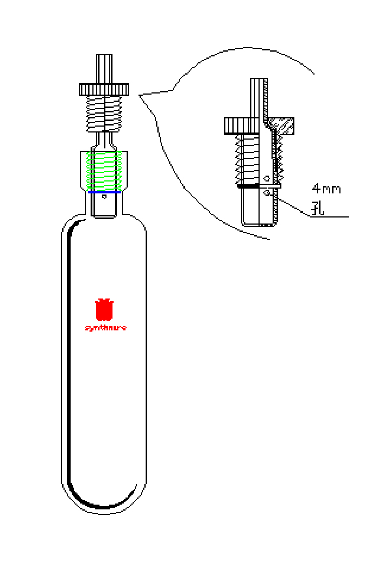 厚壁耐压瓶,具导气/真空接口,容量:120,外径*长度:46*